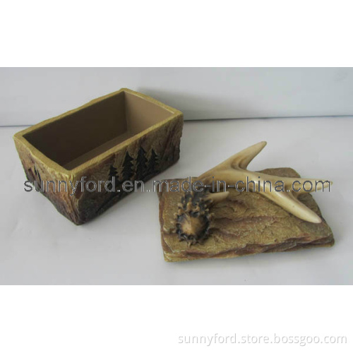 Polyresin Jewelry Box with Antler (SFR1640)